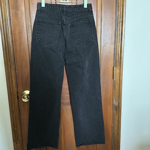Pretty Little Thing | Black Jeans Frayed Hem Wide Leg Size US 2/ UK 6 - Picture 4 of 16
